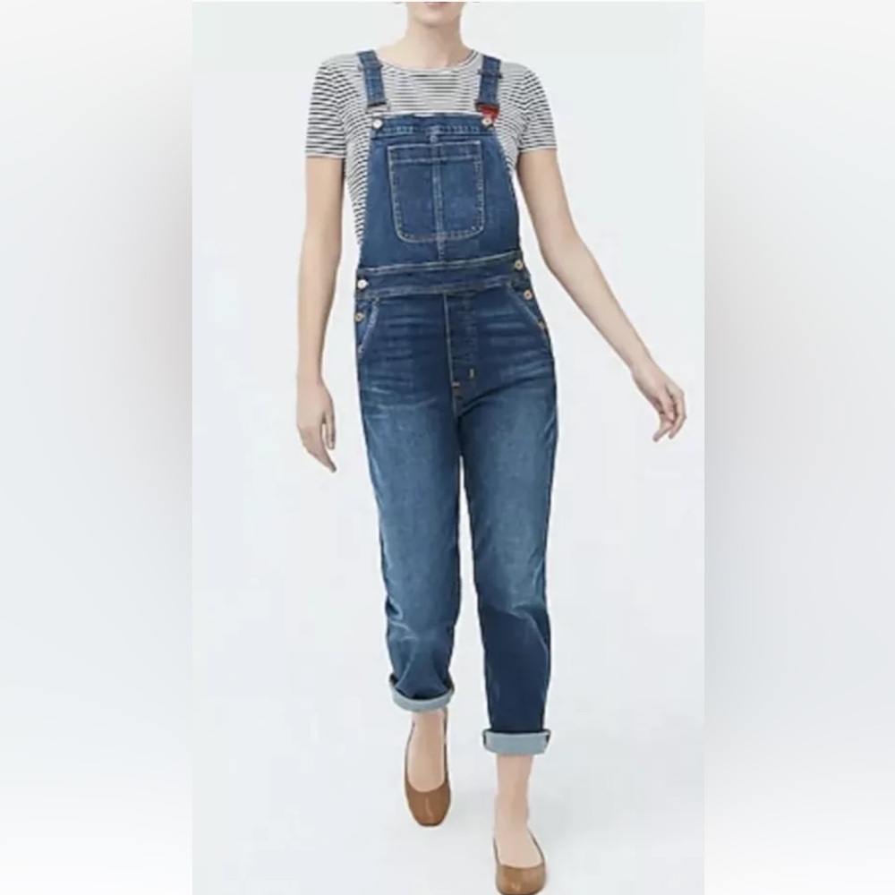 NWT $98 J.Crew Indigo Blue Denim Jean Overalls Jumpsuit Size XXS 2XS